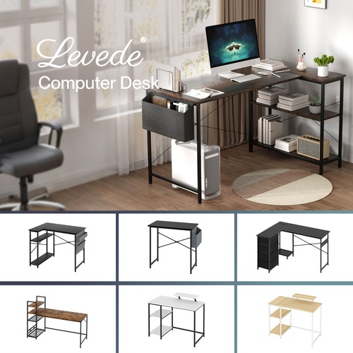 Levede computer desk shaped - levede, l