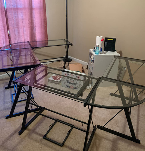 Glass computer desk - computer, large