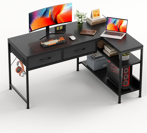 Shaped computer desk with - desk,