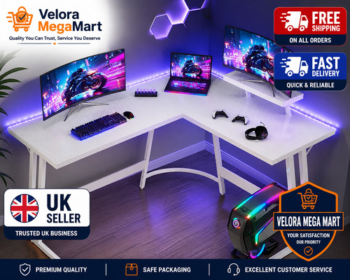 Shaped gaming desk 150x150cm - l,