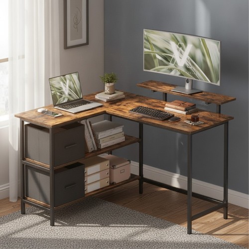 Vasagle shaped desk with - desk, 2
