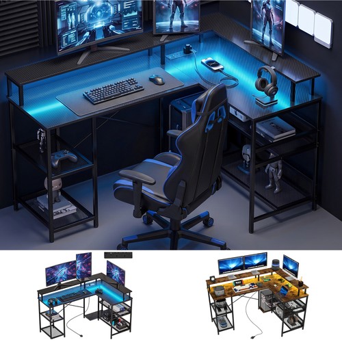 Shaped desk with led lights - led,