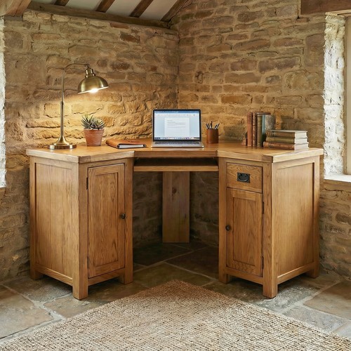 Corner desk rustic - desk, oak