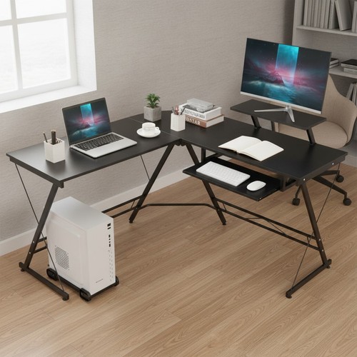 Shaped computer desk - computer,