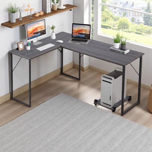 Grey oak corner gaming desk - corner,